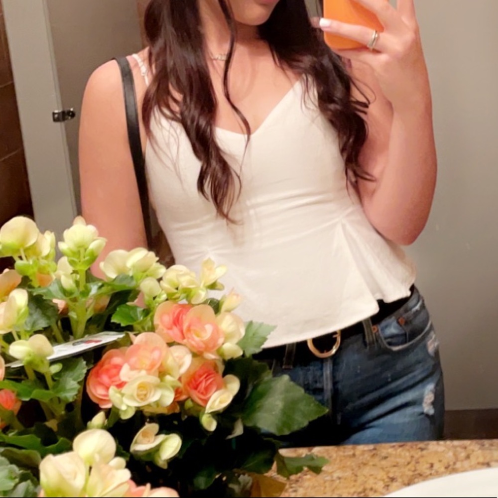 Zara Flared Off-White Fitted Strappy Blouse